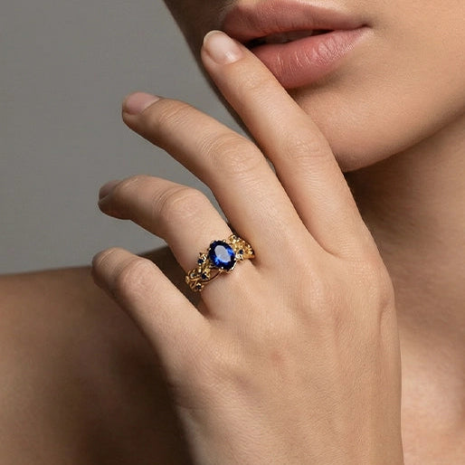 Iris’s Vine | Art Deco Blue Sapphire Bridal Set 2pcs.