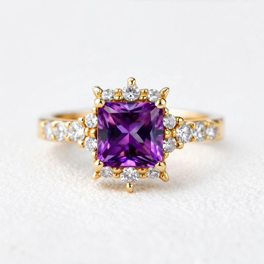 Aurora’s Promise | Princess Cut Purple Sapphire Solitaire Engagement Ring