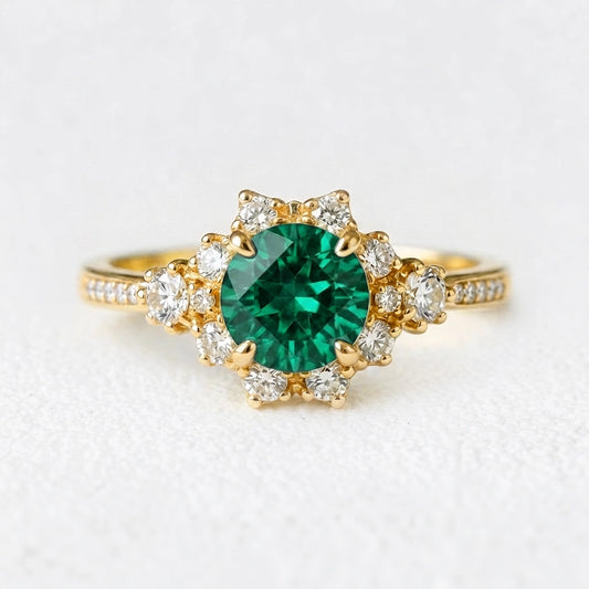 Aria’s Breeze | Round Green Sapphire Engagement Ring