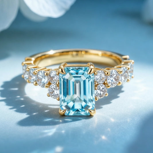 Eleanor’s Radiance | 2CT Emerald Cut Blue Sapphire Ring