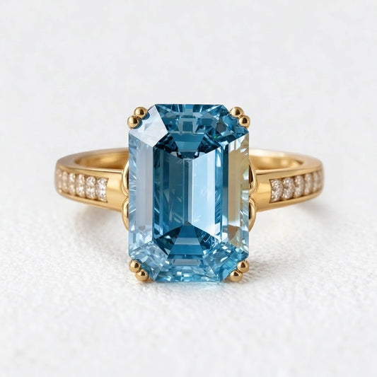 Marina’s Evermore | 5CT Emerald Cut Sapphire Solitaire Engagement Ring
