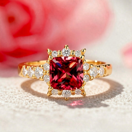 Aurora‘s Cardinal | Princess Cut Ruby Solitaire Ring