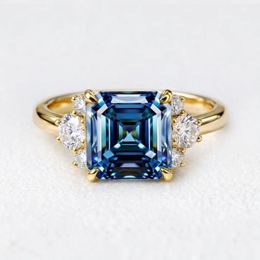 Alexandra’s Brilliance | Asscher Cut Blue Sapphire Engagement Ring