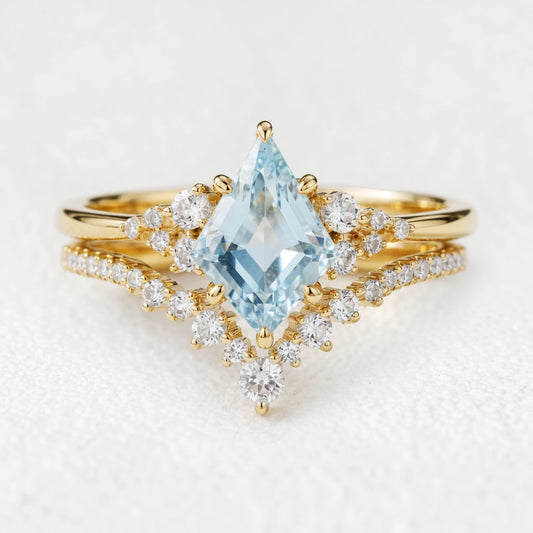 Celia’s Tide | Kite Cut Blue Aquamarine Bridal Set 2pcs