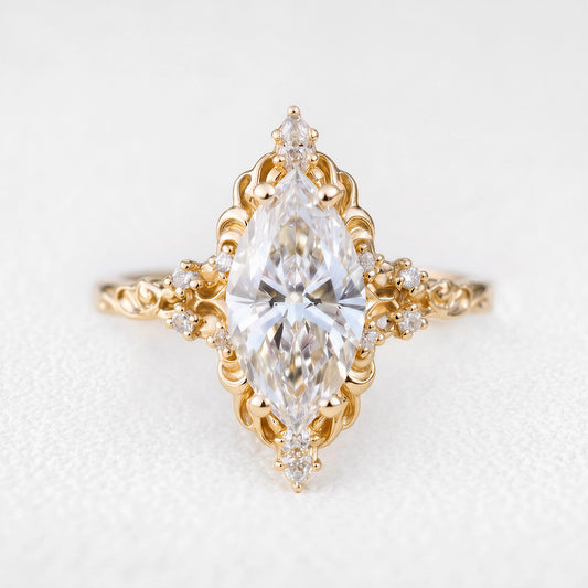Josephine’s Coronet | 2CT Marquise Diamond Filigree Vintage Engagement Ring