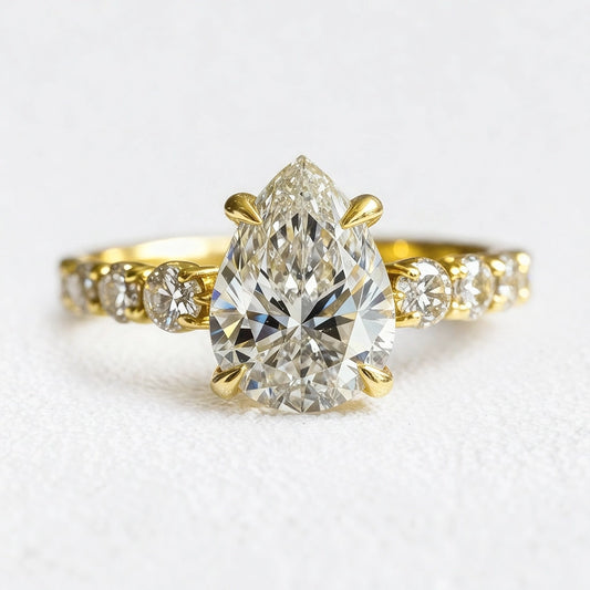 Aurora’s Radiance | 2CT Pear Cut Diamond Engagement Ring