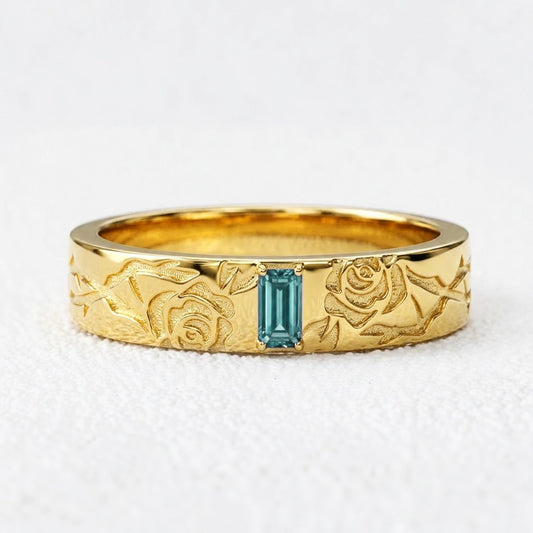 Alexandra's Thorn | Baguette Blue Diamond Men's Band