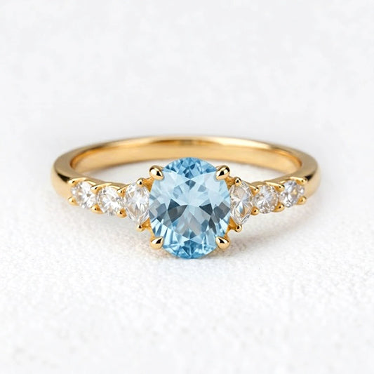 Celia’s Aqua | Oval Sea Blue Sapphire Engagement Ring