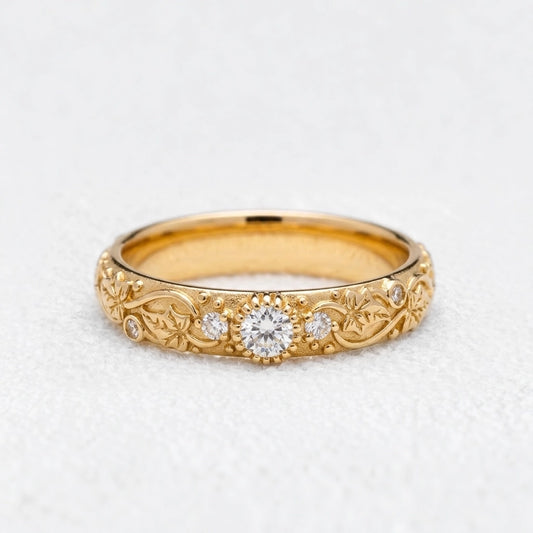 Ivy’s Twinkle | Diamond & Ivy Leaf Wedding Band.