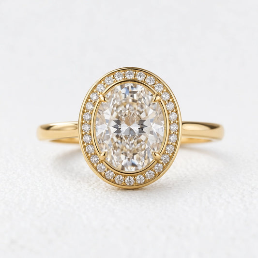 Astra’s Prism | 3CT Oval Diamond Halo Engagement Ring