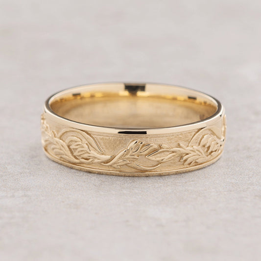 Timeless Promise | Wide Maple Leaf Wedding Band