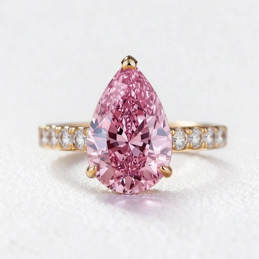 Aurora’s Promise | 3CT Pear Cut Pink Sapphire Solitaire Engagement Ring