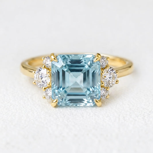 Alexandra’s Serenity | 1.5CT Asscher Cut Aquamarine Engagement Ring