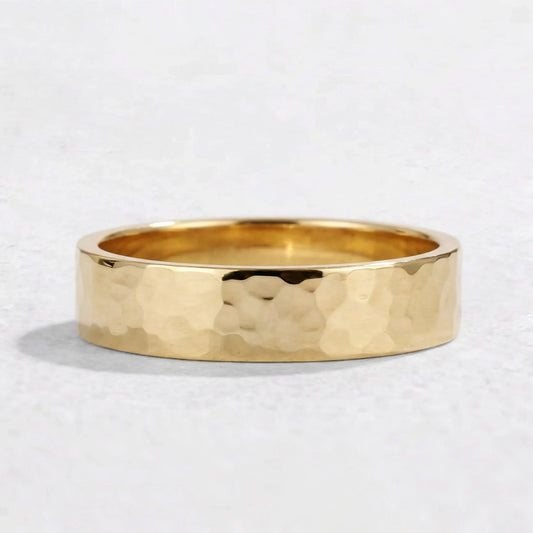 Hammered Forge | Metallic Grain Wedding Band.