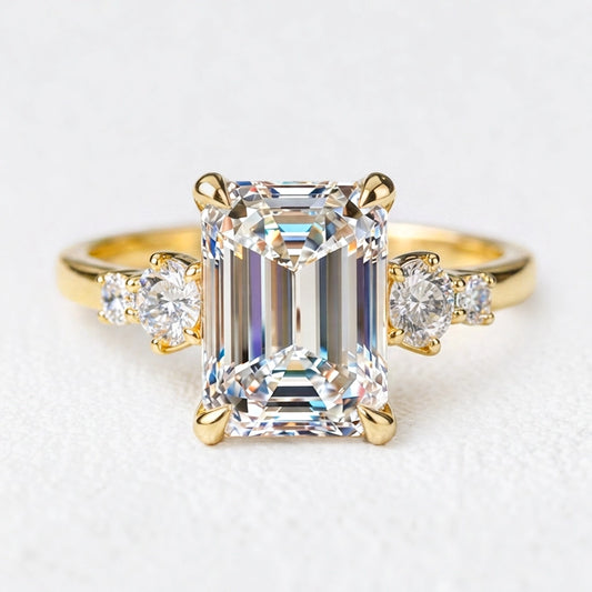Lyra’s Prism | 2CT Emerald Cut Diamond Classic Engagement Ring
