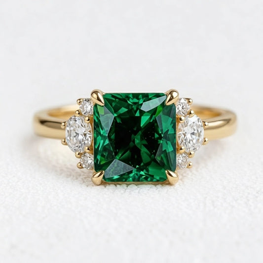 Celia’s Gleam | Princess Cut Green Sapphire Engagement Ring