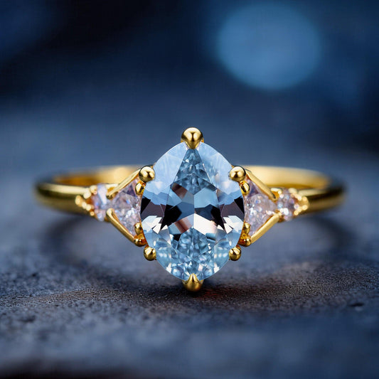 The Aurora Belle | 2CT Oval Blue Gemstone Ring.
