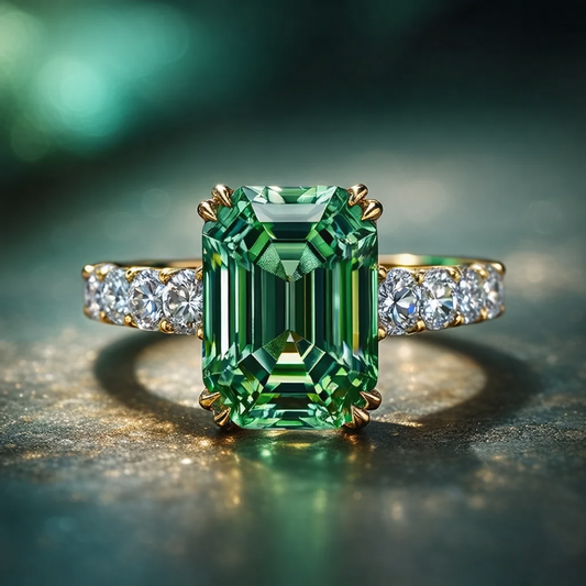 Natalia‘s Eden | 3CT Emerald-Cut Green Solitaire Ring