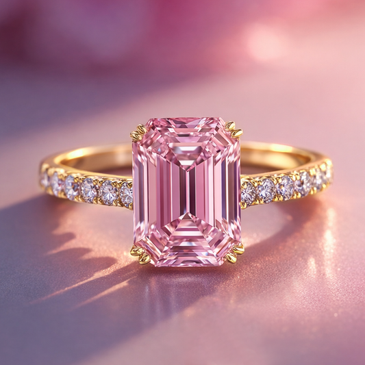 Celia‘s Luster | 2CT Emerald Cut Luxe Pink Ring