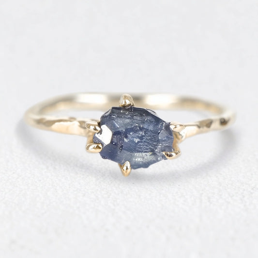 Gaia’s Gem | Organic Raw Sapphire Solitaire Engagement Ring.