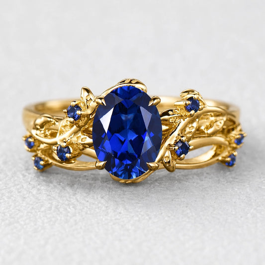 Iris’s Vine | Art Deco Blue Sapphire Bridal Set 2pcs.
