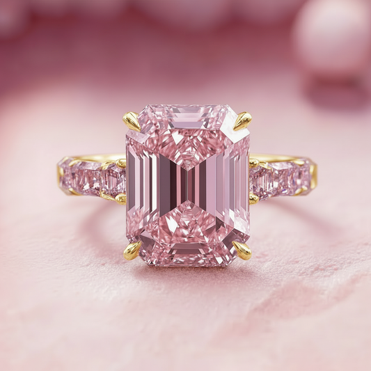 Elara's Vow | 3CT Emerald Pink Solitaire Ring