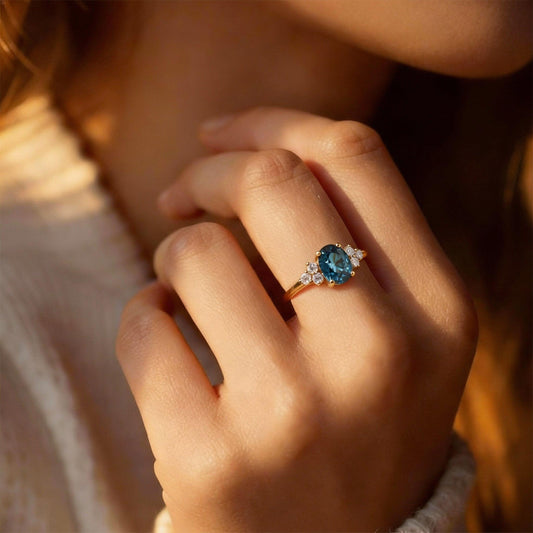 Azure Serenity | Oval Cut Rare Blue Sapphire Solitaire Engagement Ring.