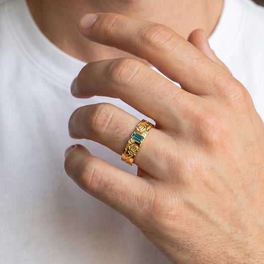 Alexandra's Thorn | Baguette Blue Diamond Men's Band