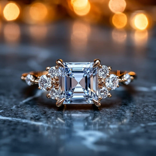 The Gisella Blue | 2CT Asscher-Cut Solitaire Ring.