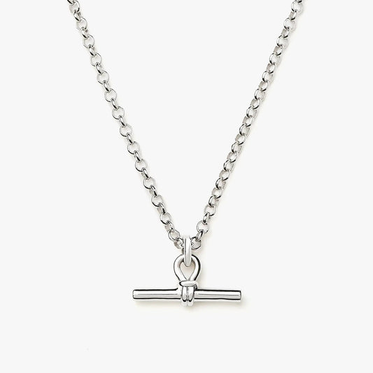 White Gold Plated Silver Chunky T-Bar Chain Necklace