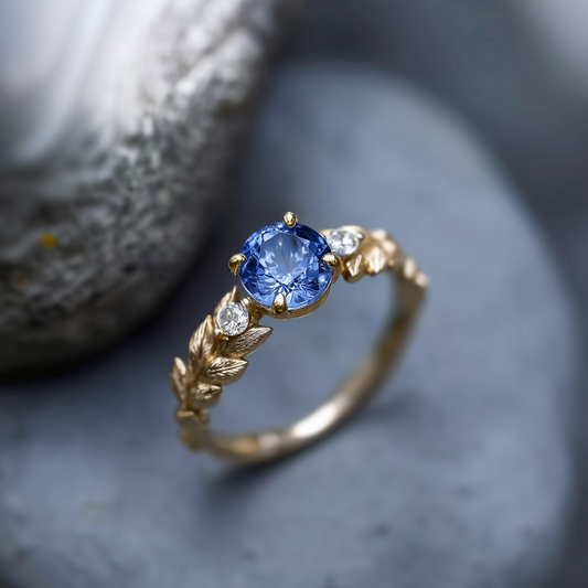 Iris’s Twilight | Blue Sapphire Solitaire Engagement Ring