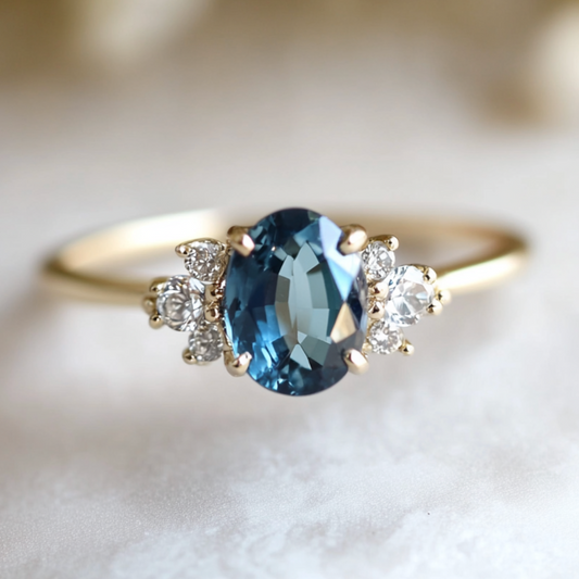 The Starlit Pledge | Oval Blue Sapphire Eternity Engagement Ring