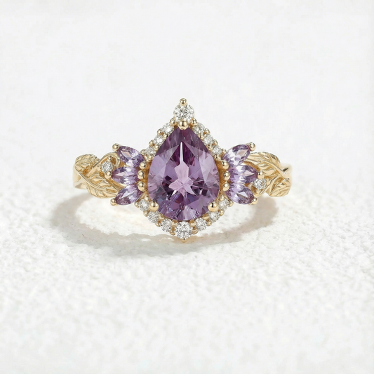 Rowan Vintage Sparkle Cut Alexandrite Halo Engagement Ring