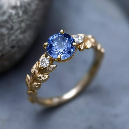 Iris’s Twilight | Blue Sapphire Solitaire Engagement Ring