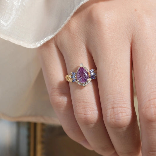 Rowan Vintage Sparkle Cut Alexandrite Halo Engagement Ring