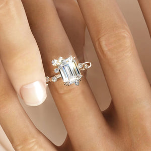 3ct Emerald Cut Vintage Style Art Diamond Engagement Ring