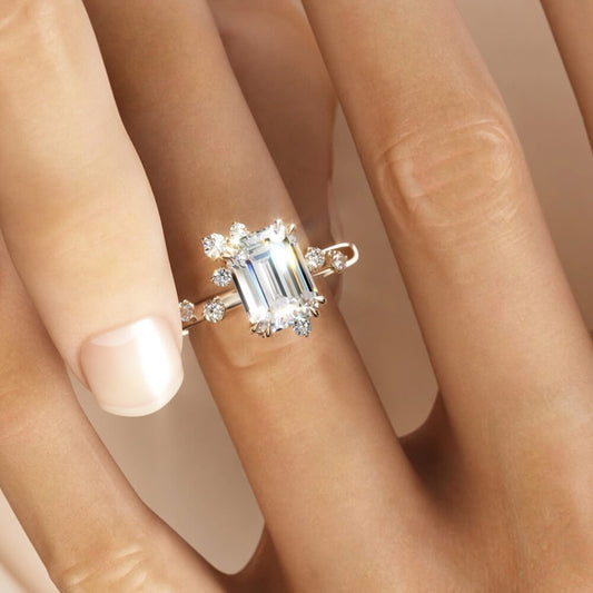 3ct Emerald Cut Vintage Style Art Diamond Engagement Ring