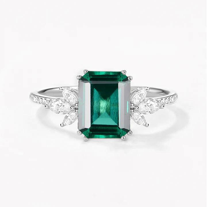Moonlit Moss | Emerald Moss Cluster Engagement Ring.