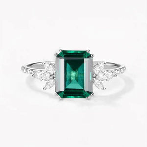Moonlit Moss | Emerald Moss Cluster Engagement Ring.