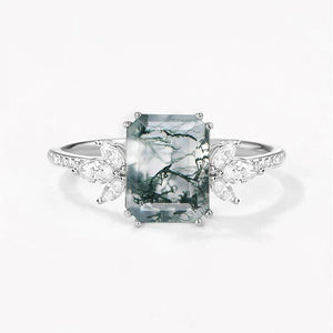 Moonlit Moss | Emerald Moss Cluster Engagement Ring.