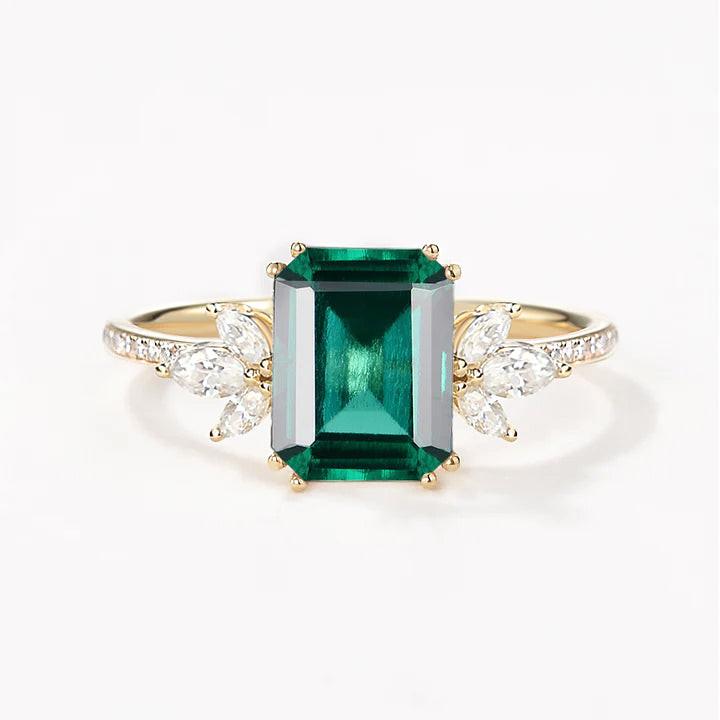Moonlit Moss | Emerald Moss Cluster Engagement Ring.
