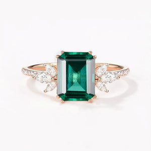 Moonlit Moss | Emerald Moss Cluster Engagement Ring.