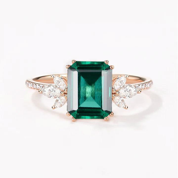 Moonlit Moss | Emerald Moss Cluster Engagement Ring.