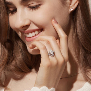 Charlotte 1.5ct Signature Moss Agate Vintage Ring Set 2pcs.