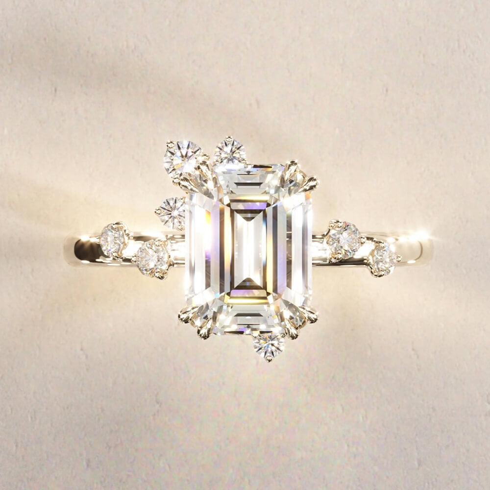 3ct Emerald Cut Vintage Style Art Diamond Engagement Ring