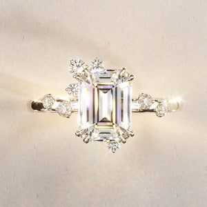 3ct Emerald Cut Vintage Style Art Diamond Engagement Ring