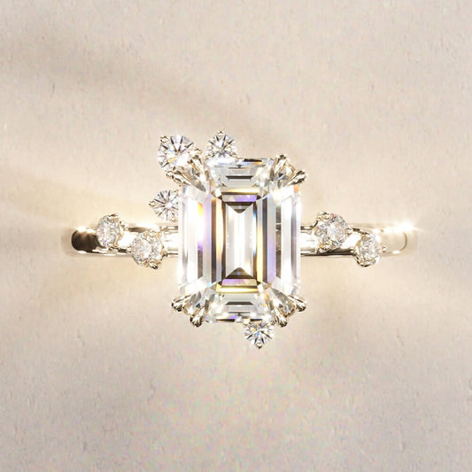 3ct Emerald Cut Vintage Style Art Diamond Engagement Ring