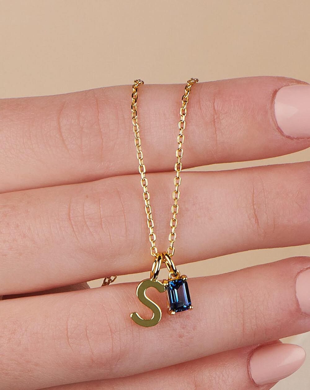 Custom Initial Birthstone Pendant Necklace Gift for for Her Birthday & New Mom