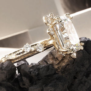 3ct Emerald Cut Vintage Style Art Diamond Engagement Ring