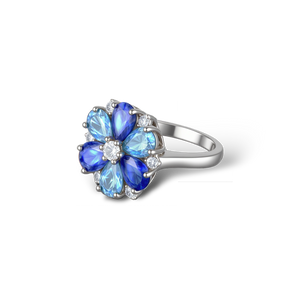 Natural Blue Topaz Floral Statement Ring - Stellaradorn
